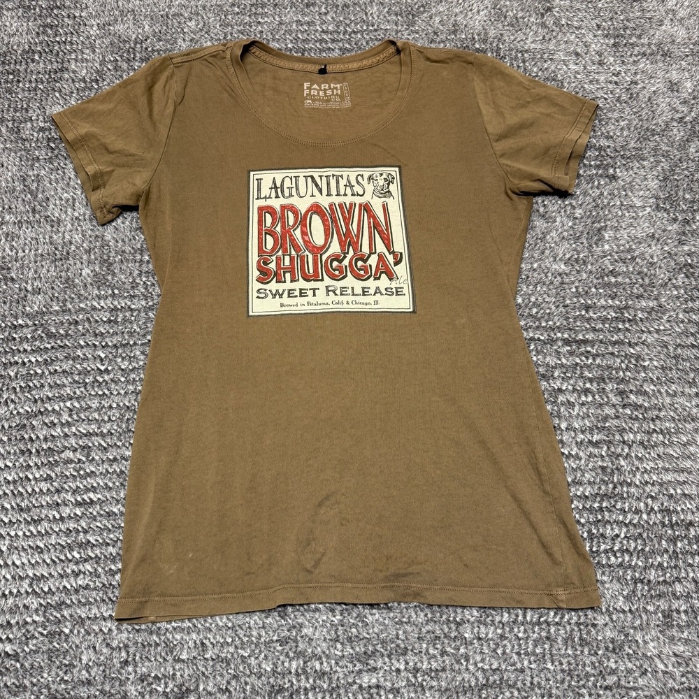Lagunitas Farm Fresh Brown Shugga Sweet Release Beer T‎ Shirt M Brown Cotton